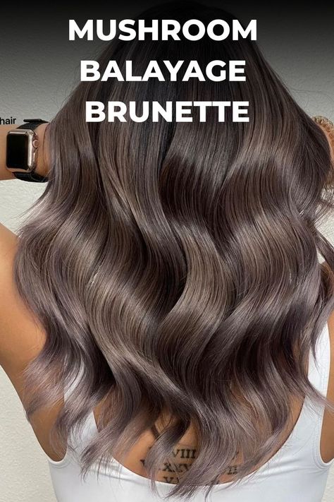 Discover Trendy 2024 Brunette Hair Shades - Winter to Fall Inspirations Tone On Tone Balayage Brunettes, Mushroom Brunette Hair, No Bleach Balayage, Mushroom Brown Hair Color Balayage, Mushroom Balayage Brunette, Brown Hair Fade, Mushroom Balayage, Mushroom Hair Color, Mushroom Brown Balayage