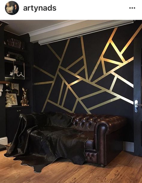 Black and Gold Wall Decor | #BlackandGoldWall Black Gold Bedroom, Black And Gold Living Room, Gold Bedroom Decor, Gold Living, Gold Rooms, Gold Wall Decor, Gold Living Room, Gold Bedroom, Dark Walls