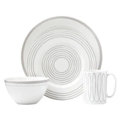 kate spade new york Charlotte Street West 4-Piece Place Setting, Grey Dinnerware Ideas, Grey Dinnerware, Charlotte Street, China Dinnerware Sets, Kitchenware Store, White Dishes, New Home Decor, Kitchen Dishes, Wedding Registry