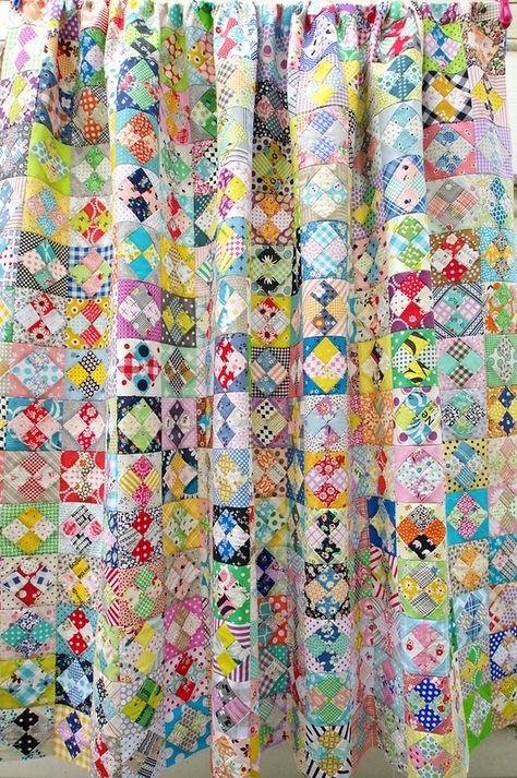 Random Scrap Quilt, Quilts Using Scraps, One Patch Quilts, Patchwork Squares Quilt, Economy Block, 4 Patch Quilt, Patchwork Squares, Red Pepper Quilts, Vintage Quilts Patterns