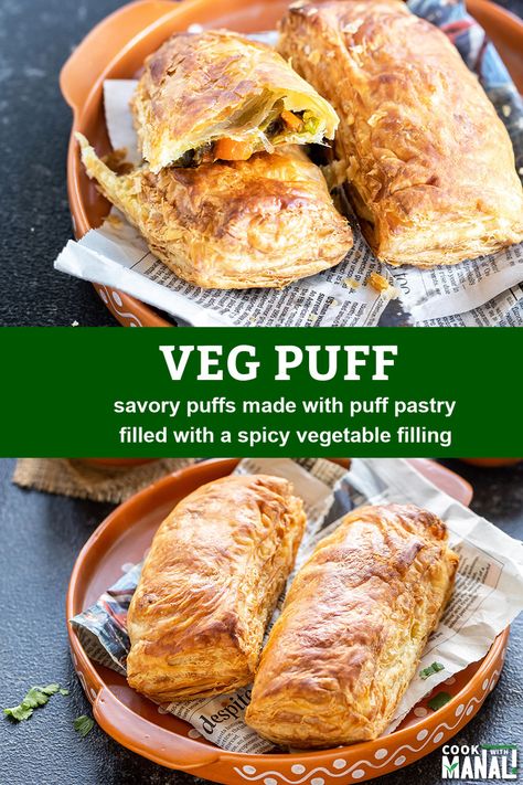 Indian Puff Pastry Recipes, Puff Pastry Recipes Indian, Veg Puff Pastry Recipes, Vegetarian Puff Pastry Recipes, Vegetable Puff Pastry, Veg Puff Recipe, Veg Puff, Curry Puff Recipe, Puff Pastry Snacks