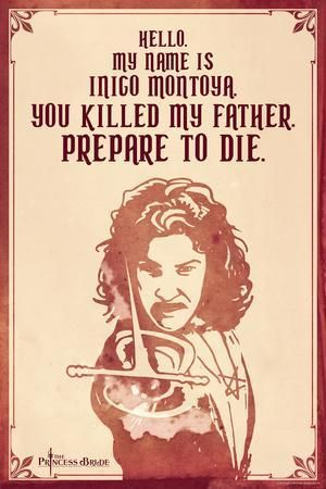 Princess Bride Art, Princess Bride Quotes, Princess Bride Movie, Bride Art, Inigo Montoya, The Princess Bride, Art Print Display, Princess Bride, Movie Posters Vintage