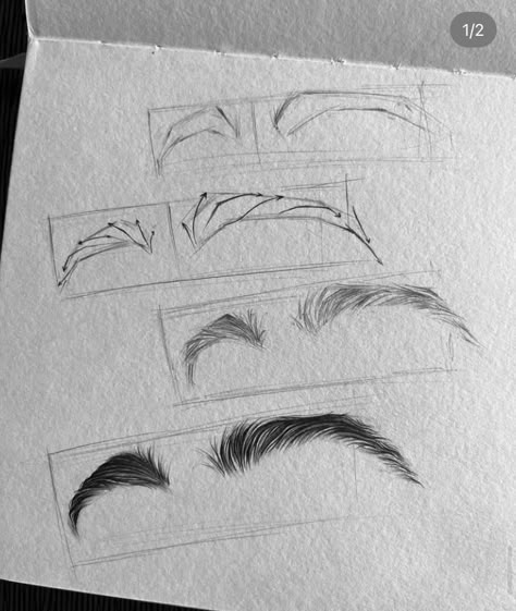 Eyes And Eyebrows Sketch, Drawing Eye Brow, How To Draw Anime Eyebrows, How To Draw Male Eyebrows, How To Sketch Eyebrows, Drawing Eyebrows Tutorial, Eyebrow Sketch Tutorial, How To Draw Eye Brow, Eyebrows Drawing Reference