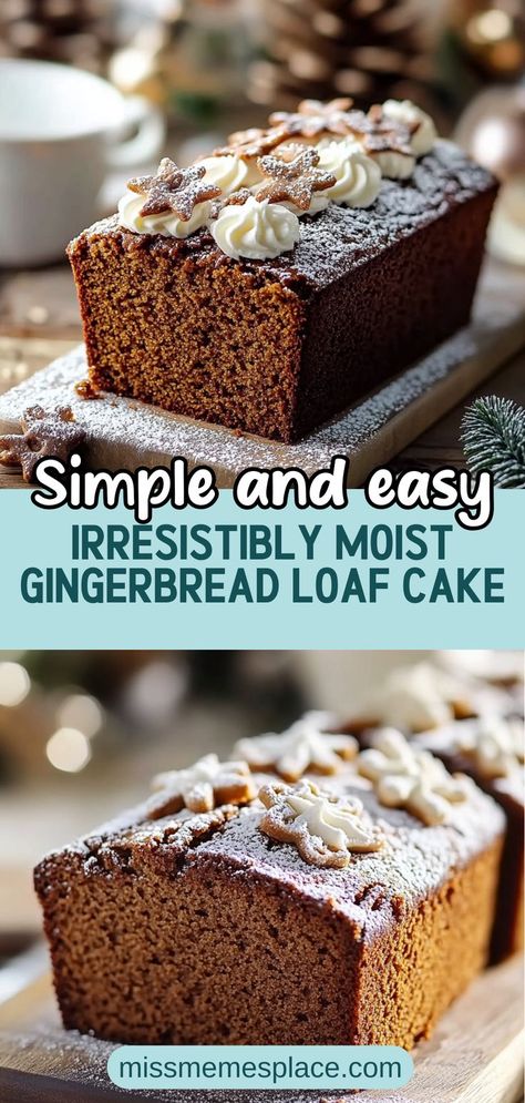 Discover the secret to the most moist and flavorful Gingerbread Loaf Cake you'll ever bake. This festive treat, infused with aromatic spices like ginger, cinnamon, and nutmeg, is perfect for the holiday season. Easy to prepare, this spiced loaf cake will fill your home with warm, inviting scents. Serve it fresh from the oven or enjoy it as a delightful afternoon snack. Perfect for gatherings or simply indulging yourself, this cake is sure to become a cherished recipe in your collection! Spice Cake Bread Loaf, Ginger Bread Bread Recipe, Easy Gingerbread Mini Loaves, Ginger Bread Loaf Cake, Ginger Loaf Cake Recipe, Best Gingerbread Loaf Recipe, Gingerbread Sourdough Loaf, Easy Gingerbread Loaf, Christmas Loaves Recipes