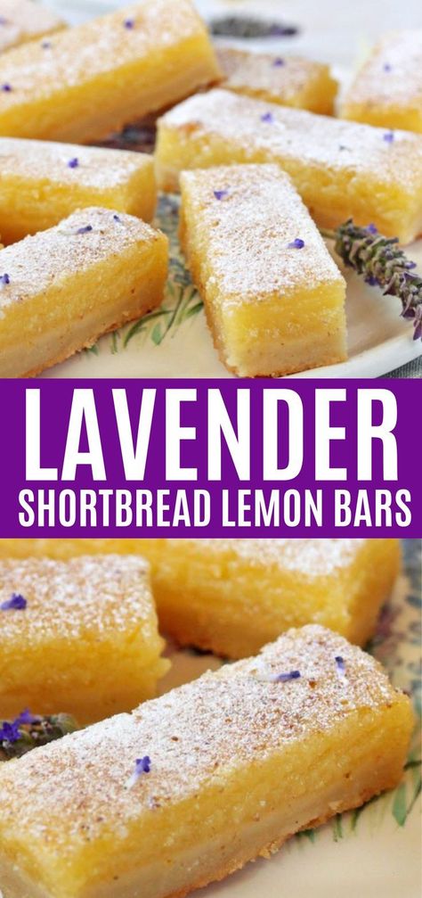 Lavender Lemon Bars, Lavender Sugar, Retro Desserts, Lavender Recipes, Mapo Tofu, Lavender Lemon, God Mat, Light Lavender, Lemon Bars