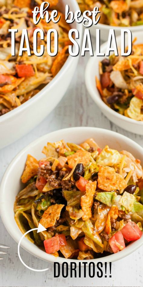 Doritos Salad, Best Taco Salad, Dorito Taco Salad, Dorito Taco Salad Recipe, Dorito Taco, Easy Taco Salad Recipe, Taco Salad Dressing, Taco Salad Doritos, Taco Pasta Salad