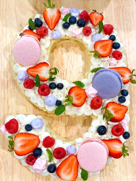 Nine Cake Number, Fruit Cake Recipe, 20th Bday, Cream Tart, Recipe Dessert, Number Cake, Number Cakes, Bday Cake, French Macarons