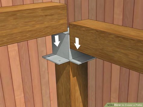 Easy Ways to Cover a Patio: 15 Steps (with Pictures) - wikiHow Diy Lean To Patio Cover Free Standing, Temporary Deck Covering Ideas, Extend A Patio, Diy Covered Porch, Half Covered Patio, Diy Wooden Patio, Covered Decking, Diy Patio Cover, Diy Awning