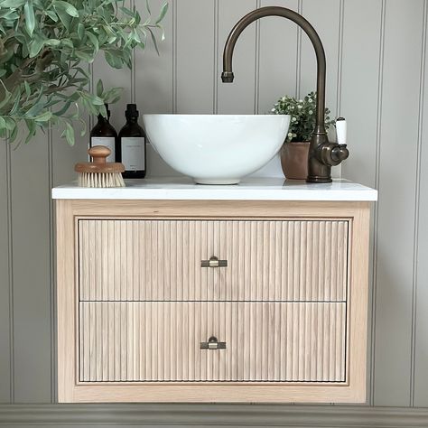 Reeded Wall, Counter Top Basin, Oak House, Beaded Frame, Solid Wall, Double Drawer, Basin Unit, French Cleat, Double Basin