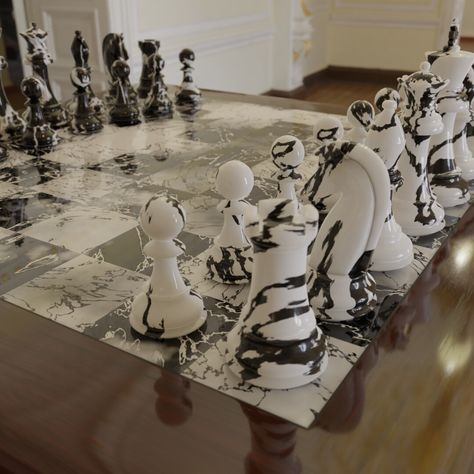 Marble Chess set, Rodrigo Ramone on ArtStation at https://www.artstation.com/artwork/8e8RDq Man Ray Chess, Marble Tables, Marble Tables Design, Tables Design, Marble Chess Set, Chess Table, Mind Games, Chess Game, Marble Table