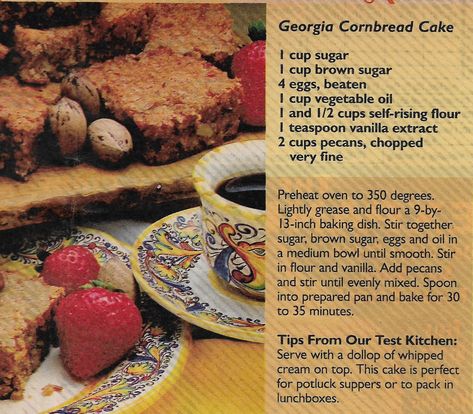 Georgia Cornbread Cake Recipe, Georgia Cornbread Cake, Georgia Cornbread, Cornbread Cake Recipe, Cornbread Cake, Homemade Pie Crust Recipe, Bread Recipes Sweet, Eat Dessert First, Eat Dessert