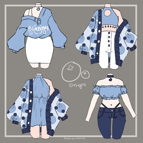 www.mochipan.com Character Clothing Ideas, Blueberry Outfit, Chibi Outfits, Blueberry Aesthetic, Drawn Outfits, Drawing Outfits, Aesthetic Character, Ninja Outfit, Drawing Bases