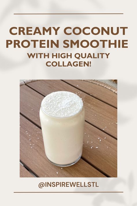 If you like coconut, you will love this coconut smoothie! It is filled with high quality Vanilla Collagen Protein (with 18g of protein) and the coconut milk is the perfect healthy fat to help you stay full and help you absorb all these vitamins. Coconut Milk Protein Smoothie, Coconut Protein Shake, Coconut Delight, Coconut Shake, Protein Options, Collagen Smoothie, Coconut Milk Smoothie, Collagen Recipes, Protein Powder Shakes