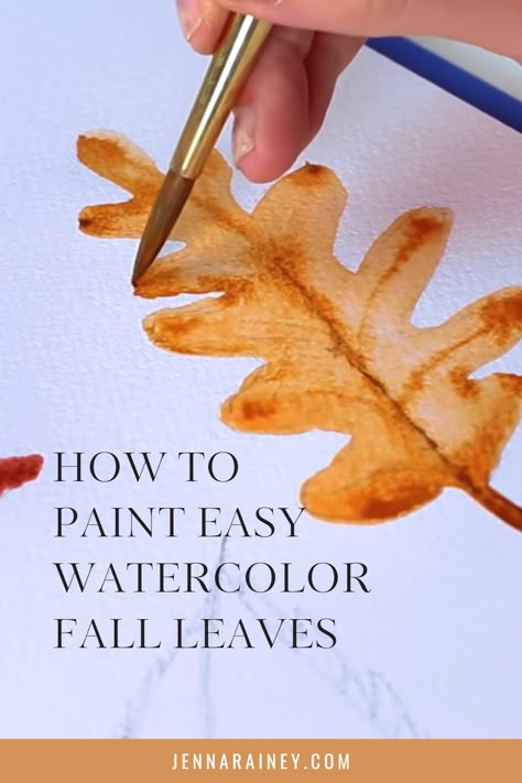 Create your own work of art this fall with this easy tutorial on how to paint watercolor fall leaves! Get inspired and learn the basics of painting in watercolor with step-by-step instructions on creating beautiful autumnal leaves. Fall Wreath Watercolor Paintings, Fall Watercolor Paintings Diy, Watercolor Pumpkins Autumn Fall Leaves, Falling Leaves Painting, Fall Watercolor Cards Diy, Thanksgiving Watercolor Paintings Easy, September Watercolor Paintings, Fall Watercolor Paintings Easy For Kids, Watercolour Fall Leaves