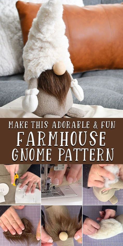 Farmhouse Gnome Decor, Holiday Gnomes Free Pattern, Stuffed Gnomes Pattern, Gnome Stuffed Animal Diy, Plush Gnomes Diy, Gnome Doll Pattern, Free Gnome Sewing Pattern, Gnome Sewing Pattern Free Printable, Pattern For Gnome Hat