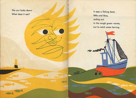 Children's Book Layout, 동화 삽화, Mid Century Illustration, Childrens Books Illustrations, Retro Kids, Book Layout, Book Illustrations, Landscape Illustration, Arte Popular