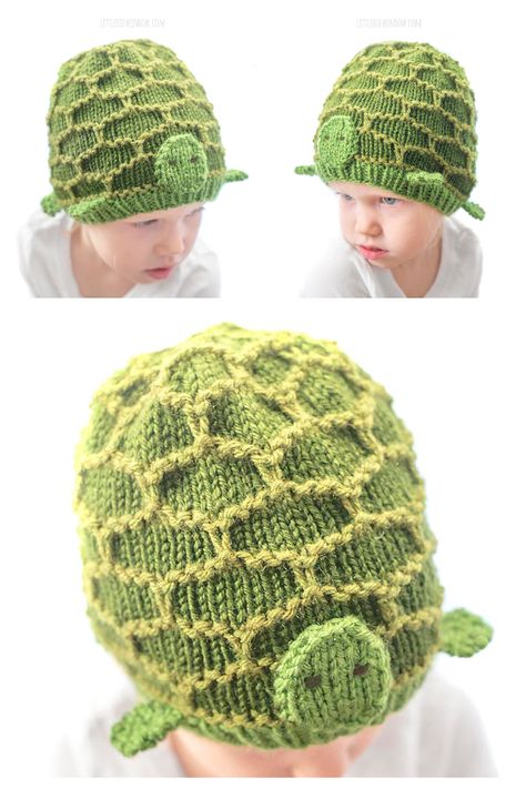 Crochet Turtle Hat Pattern Free, Hat Free Knitting Pattern, Knitting Space, Turtle Hat, Turtle Baby, Baby Hat Knitting Pattern, Hat Patterns Free, Baby Sweater Patterns, Baby Hat Patterns