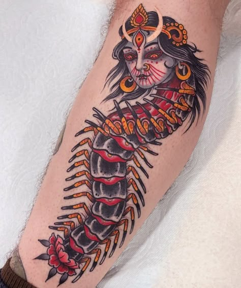 Neo Traditional Centipede Tattoo, American Traditional Centipede, Human Centipede Tattoo, Japanese Centipede Tattoo, Traditional Centipede Tattoo, Japanese Centipede, Centipede Tattoo, Neo Traditional Art, Human Centipede