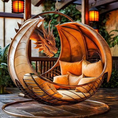 Dragon Couch, Dragon Garden Ideas, Goth Interior Design, Goth Interior, Dragon Bedding, Dragon Garden, Disney Bedrooms, Fantasy Furniture, Unusual Furniture