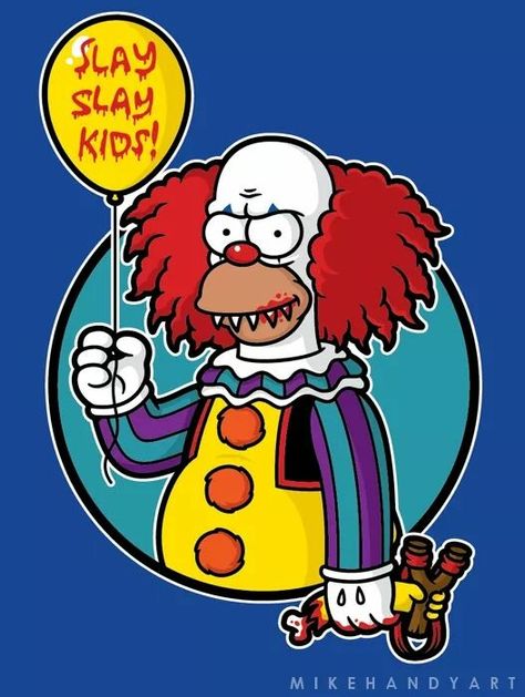 Krusty the Clown/It mash-up Simpsons Halloween, It Clown, Krusty The Clown, Simpsons Drawings, Pop Art Decor, Clown Halloween, Simpsons Art, Dope Cartoon Art, Canvas Painting Designs