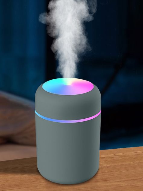 1pc Mini 7 Color Modes Led Humidifier Humidifier Aesthetic, Humidifier With Light, Fire Air Humidifier, Mini Air Humidifier, Black Humidifier, Humidifier White, Small Humidifier, Trending Gadgets, Led Bed Frame