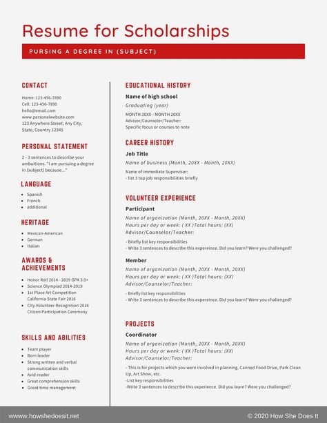 Scholarship Resume Template, Scholarship Aesthetic, Parts Of An Essay, Scholarship Resume, Improve My English, High School Prep, University Scholarships, High School Scholarships, School Resume