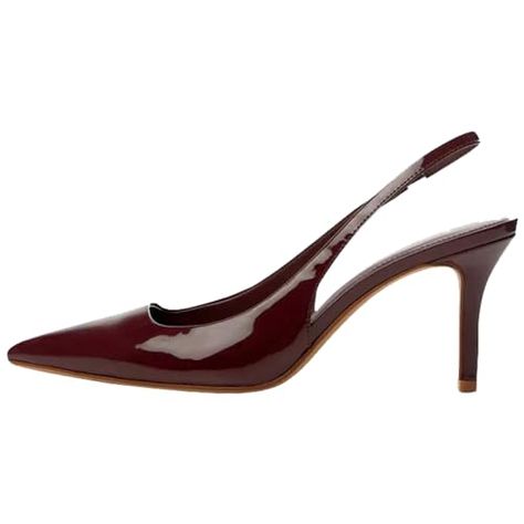 YIYA Women's Cherry Red Heels for Fall Slingback Closed Pointed Toe Stiletto High Heels Backless Slip-on Heeled Autumn Pumps Dress Shoes Heels For Fall, Dark Cherry Red, Office Heels, Everyday Heels, Miu Miu Heels, Burgundy Heels, Red Pumps, Dressy Fashion, Heels For Women