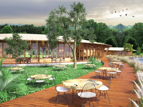 #restaurant #architecture #sustainable #ecofarm #green #organic #wood #building Eco Tourism Architecture, Agritourism Architecture, Eco Restaurant Design, Farm Tourism Design, Educational Farm, Farm Resort Design Plan Layout, Farm Architecture Design, Farm Restaurant Design, Eco Park