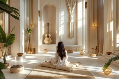 Integrating Sound Healing Frequencies into Wellness Hotels Healing Spaces Interior, Healing Bedroom, Healing Architecture, Healing Sanctuary, Healing Studio, Spa Day Party, Healing Center, Healing Room, Wellness Hotel