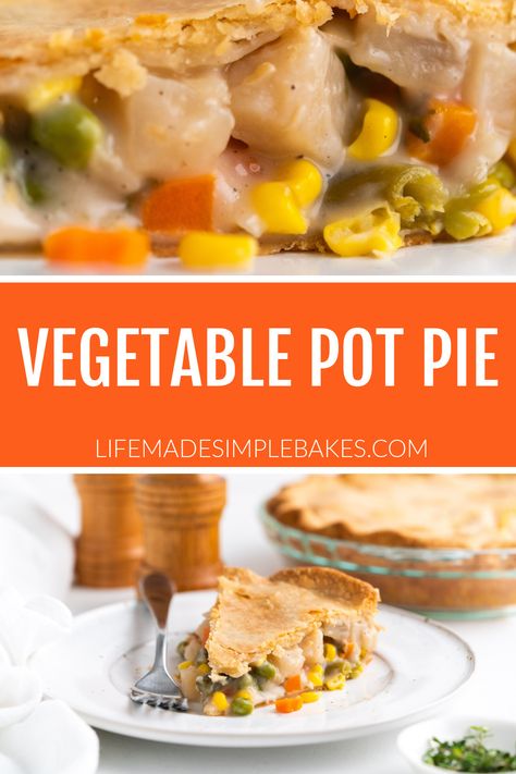 This Vegetable Pot Pie recipe is simple to throw together, packed with veggies, and the whole family will love it! Vegetable Pot Pie Recipe, Veggie Pot Pie Recipe, Vegetable Pot Pie, Veggie Pot Pie, Vegetarian Pot Pie, Vegetable Pot Pies, Vegetable Casserole Recipes, Cream Of Potato Soup, Pot Pie Recipe