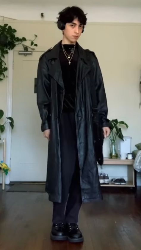 Wednesday Inspired Outfit Men, Gothic Clothing Men, Witch Outfit Men, Emo Goth Outfits Men, Lite Goth Outfits, Masculine Witchy Outfits, Male Goth Outfits Casual, Vampire Male Outfit, Witchcore Outfit Male