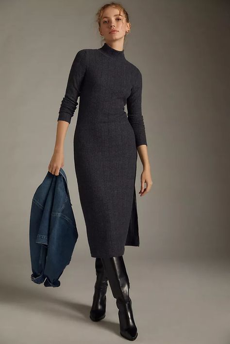 Turtle Neck Dress Outfit, Office Professional, Fashion Pics, Turtleneck Dress, Simple Silhouette, Style Edit, Modest Clothing, April 2024, Turtle Neck Dress