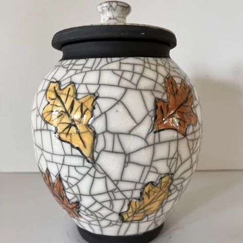 Urn With Fall Leaves-handmade Ceramic Urn With Hand Painted Fall Leaves Large Size Urn 170 Cubic Inches. - Etsy Serbia Painted Fall Leaves, Murrells Inlet Sc, Horse And Human, Murrells Inlet, Ceramic Urn, Handmade Pet, Fall Leaves, Handmade Ceramic, Serbia