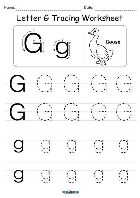 Letter G Tracing, Alphabet Tracing Printables, Free Handwriting Worksheets, Tracing Letters Preschool, Animal Pictures For Kids, Handwriting Worksheets For Kids, Letter Worksheets For Preschool, Tracing Worksheets Preschool, Free Handwriting