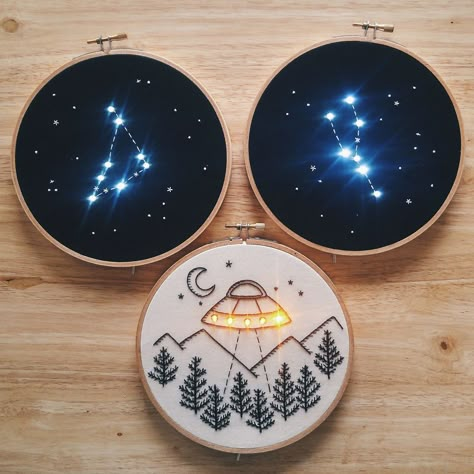 I “Light Up” My Embroidery Works Inspired By Night And Stars | Bored Panda Constellation Embroidery, Paper Paste, Cross Eyed, 35 Years Old, Embroidery Works, Pola Sulam, Learn Embroidery, Paper Embroidery, 자수 디자인