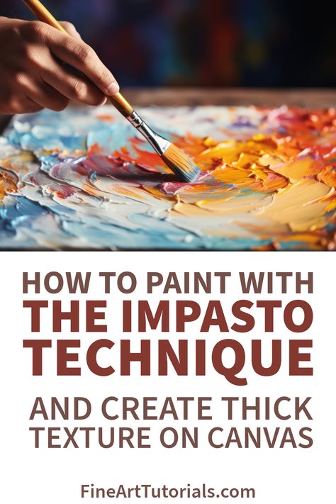 Discover the magic of texture in your paintings by mastering the Impasto technique! This artistic approach brings your artwork to life, adding depth and dimension with thick and expressive layers of paint. Check out our beginner-friendly guide and start creating your own textured masterpieces today. #Impasto #TexturePainting #DIYArt #ArtTechniques #PaintingTutorial #PaintingTechnique #PaletteKnifePainting Texture Painting On Canvas Tutorial, Acrylic Impasto Painting, Impasto Painting Acrylic, How To Paint Canvas, Oil Painting Pastel, Colored Pencil Painting, Impasto Technique, Texture Paintings, Types Of Paint