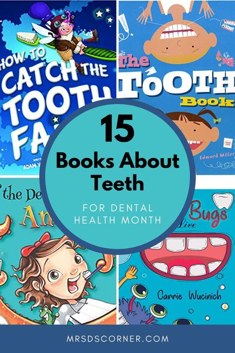 This book list includes 15 of the best books to teach your students about dental hygiene during Dental Health month. These books will teach students how to take care of their teeth, how to properly brush and floss and what it's like to visit a dentist. Some of them are designed to be purely educational and will be a great addition to your dental health unit, while others are silly and are sure to get lots of laughs as your students enjoy learning all about teeth and taking care of them. Different Types Of Teeth, Teeth Activities, Types Of Teeth, Dental Health Unit, Teeth Humor, Class Books, Health Awareness Months, Elementary Special Education, Dental Health Month