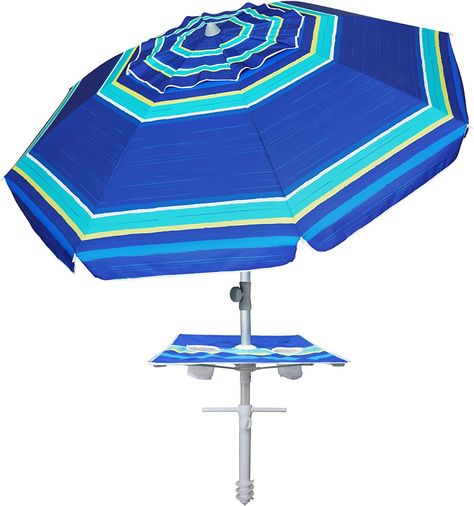 A beach umbrella is a must have and this one actually holds up. UV 50+ Protection, a table with 2 cupholders, and a carrying bag for easy transport. Sun Shelter, Large Umbrella, Backyard Beach, Shade Umbrellas, Outdoor Sun Shade, Canopy Design, Beach Tent, Umbrellas Parasols, Cantilever Umbrella