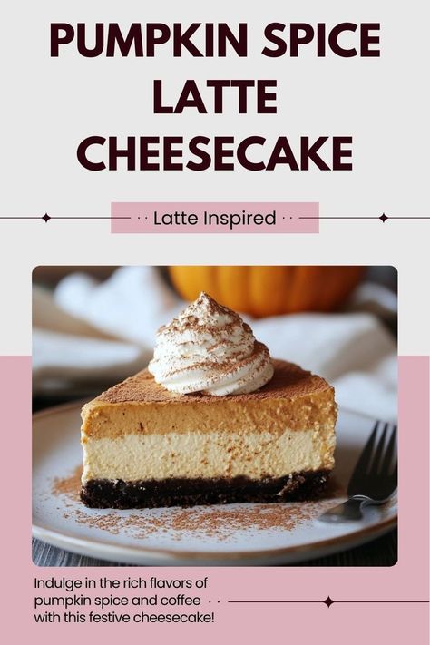 All the flavors of your favorite fall latte in a creamy, dreamy cheesecake! Pumpkin, spices, and coffee come together in this autumn dessert. ☕ #PumpkinSpiceCheesecake #FallDesserts #CheesecakeLovers #PumpkinGoodness Pumpkin Spiced Cheesecake, Pumpkin Chai Cheesecake, Maple Pumpkin Cheesecake, What Is Pumpkin Spice, Cheesecake Pumpkin, Autumn Dessert, Pumpkin Spices, Pumpkin Spice Cheesecake, Coffee Cheesecake