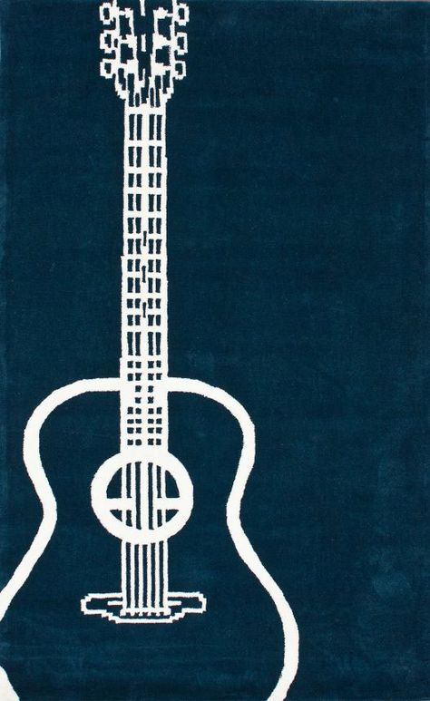 Rugs USA Keno Guitar Teal Rug Nuloom Rugs, Luna Guitars, Handmade Guitar, Novelty Rugs, Teal Rug, Plush Area Rugs, Teal Area Rug, Rugs Usa, Hand Tufted Rugs