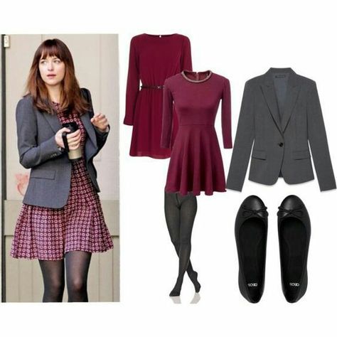 50 Shades Of Gray Outfits, Anastasia Grey Outfits, Anastasia Steele Dress, Anna Steele, Anastasia Steele Outfits, Dj Outfit, Grey Outfits, Anastasia Grey, Grey Clothing