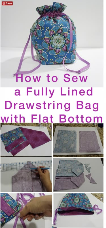 How to Sew Fully Lined, Flat Bottomed, Drawstring Bag FREE Pattern | Kristin Omdahl Knitting Bag Diy, Lined Drawstring Bag, Drawstring Bag Diy, Drawstring Bag Tutorials, Drawstring Bag Pattern, Tote Bag Pattern Free, Knitting Bag Pattern, Sewing Projects Clothes, Bag Pattern Free