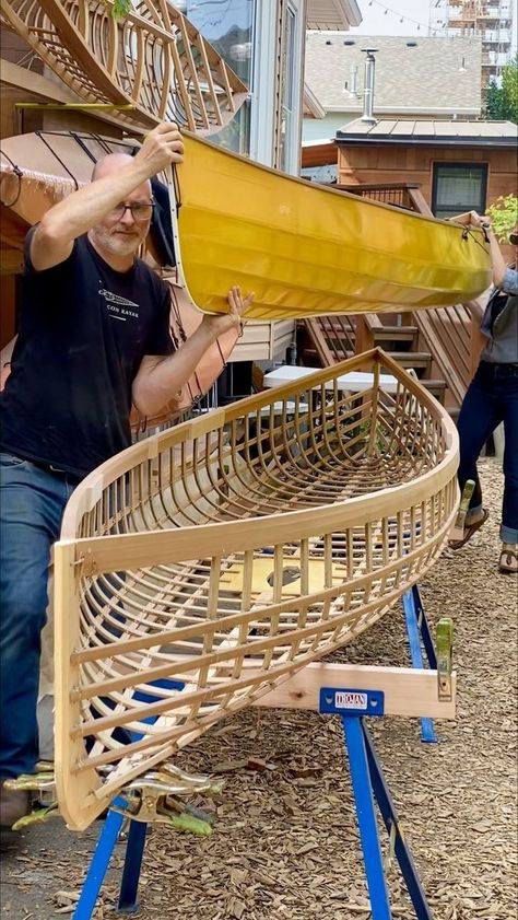 Our building system lets you build canoes that nest tightly together like Russian dolls, this is great for limited storage space and also makes it a lot easier to transport Canoes on top of a vehicle. Here we are checking the fit on the latest frame. It fits! . . . #canoebuilding #canoe #buildingstuff #skinonframe | Cape Falcon Kayak | Cape Falcon Kayak · Original audio Wood Kayak, Canoe Building, Canoe Boat, Build Your Own Boat, Wooden Boat Plans, Russian Dolls, Cool Boats, Paddle Boards, Wood Boats