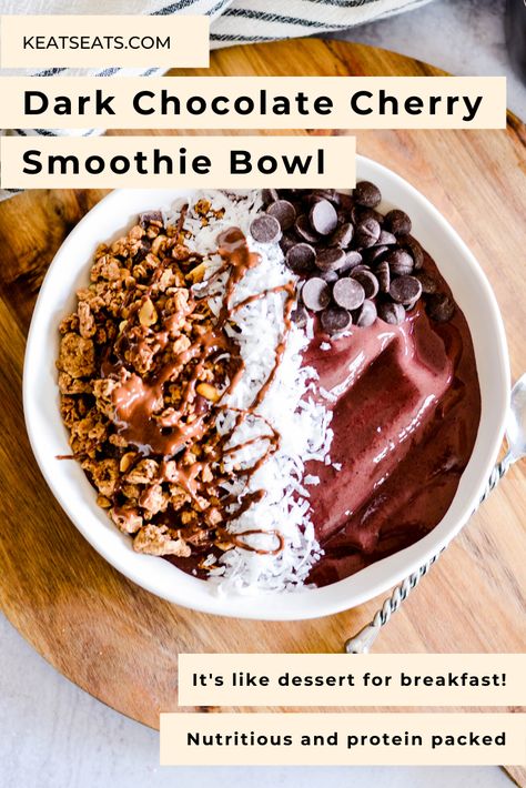 Cherry Smoothie Bowl, Coconut Smoothie Bowl, Chocolate Protein Pancakes, Chocolate Smoothie Bowl, Dark Chocolate Coconut, Toasted Coconut Chips, Blender Smoothie, Cherry Smoothie, Healthy Greek Yogurt