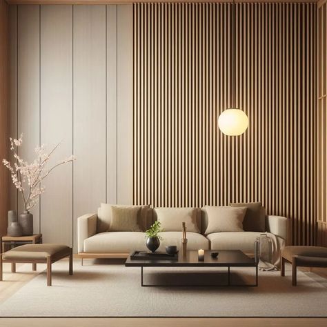 Wood Paneled Walls Living Room, Japandi Condo, Simplicity Decor, Zen Living Room, Living Spaces Inspired Home, Living Room Refresh, Zen Decor Style, Japanese Living, Japanese Living Room