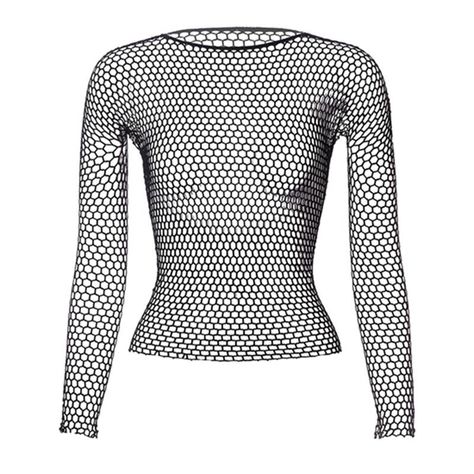 Smarter Shopping, Better Living! Aliexpress.com Fishnet Long Sleeve Top, Fishnet Top, Mesh Long Sleeve Top, Mesh T Shirt, Black Fishnets, Crop Top Shirts, Fashion Costume, Mesh Long Sleeve, Costumes For Women