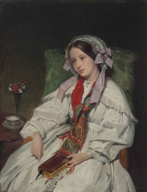 John Bostock (fl. 1826-1869) The convalescent Fox Sisters, Victorian Paintings, Modern Asian, Historical Painting, Classic Paintings, Victorian Women, Victorian Art, Old Paintings, Historical Art