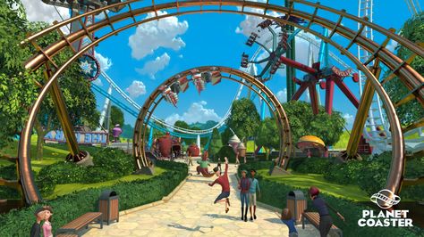 Planet Coaster Is Channeling Theme Park So Far, And That's Great | Kotaku Australia Theme Park Planning, Roller Coaster Tycoon, Theme Park Map, Rollercoaster Tycoon, Park Games, Planet Coaster, Dreams And Nightmares, Planets Art, Cool Themes