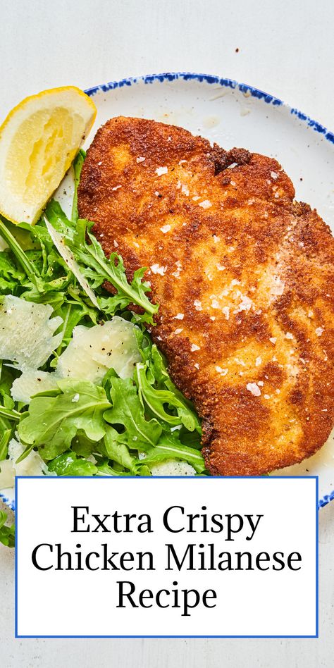 If you’re not already well-versed in this crispy breaded chicken cutlet subject, now is the time to familiarize yourself with the preparation and add it to your repertoire. #chickenrecipes #easydinners #dinnerrecipes #chickenmilanese #familyrecipes Oven Baked Chicken Milanese, Chicken Milano Recipe, Chicken Milanese Recipe, Milanesa Recipe, Milanese Recipe, Awesome Chicken, Chicken Milanese, Family Supper, Dinner Rotation