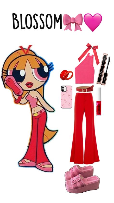 I had a little bit of fun while putting together this outfit inspired by Blossom from the powerpuff girls. Please save, don’t repost ❤️ Powerpuff Girls Outfit, Power Puff Costume, Powerpuff Girls Halloween Costume, Powerpuff Blossom, Blossom Costumes, Powerpuff Girls Costume, Halloween Duos, Trio Halloween Costumes, Girls Halloween Outfits